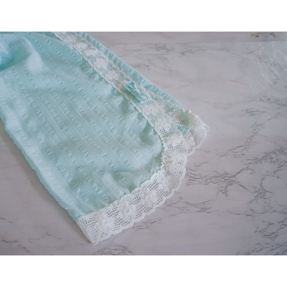 VTG Bonwit Teller Seersucker Lace Lingerie House Robe Nightgown Coquette Fairy - Picture 14 of 16